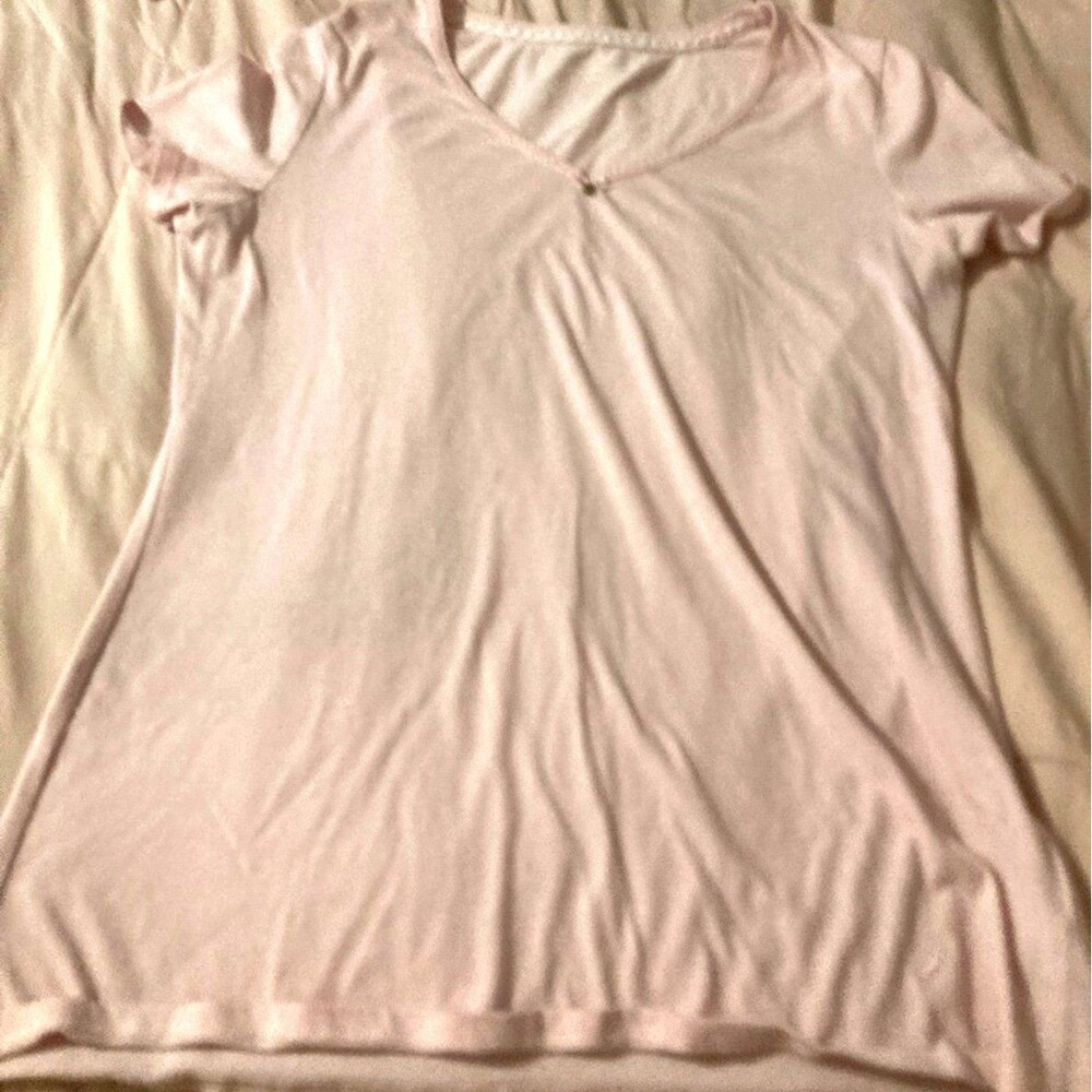 Nautica Women’s Small Pink Sleepwear Top Soft V‑Neck Short Sleeve Nightshirt